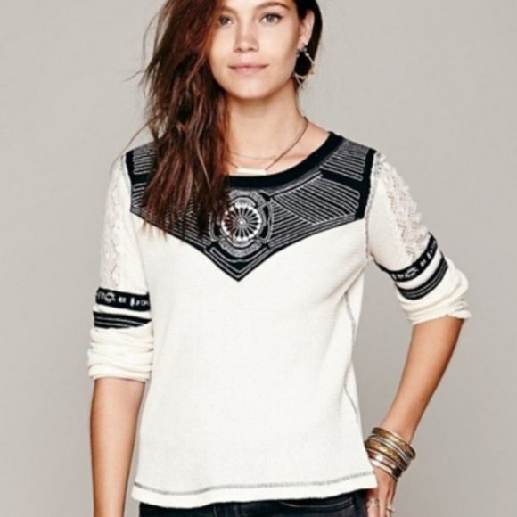 Free People Glory Days Thermal Embroidered Shirt S - Small - Picture 5 of 5